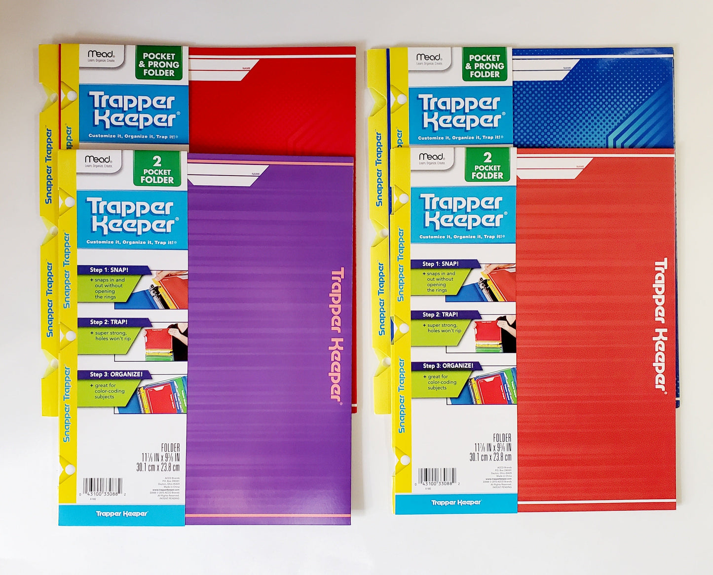 Mead Snapper Trapper Keeper 2 Pocket Folder, Assorted Colors