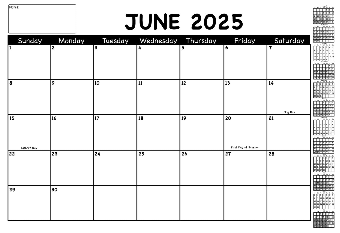 SHAPES ETC. Academic Year Desk Calendar- Set of 2 Black & White with Previews Desk Calendars