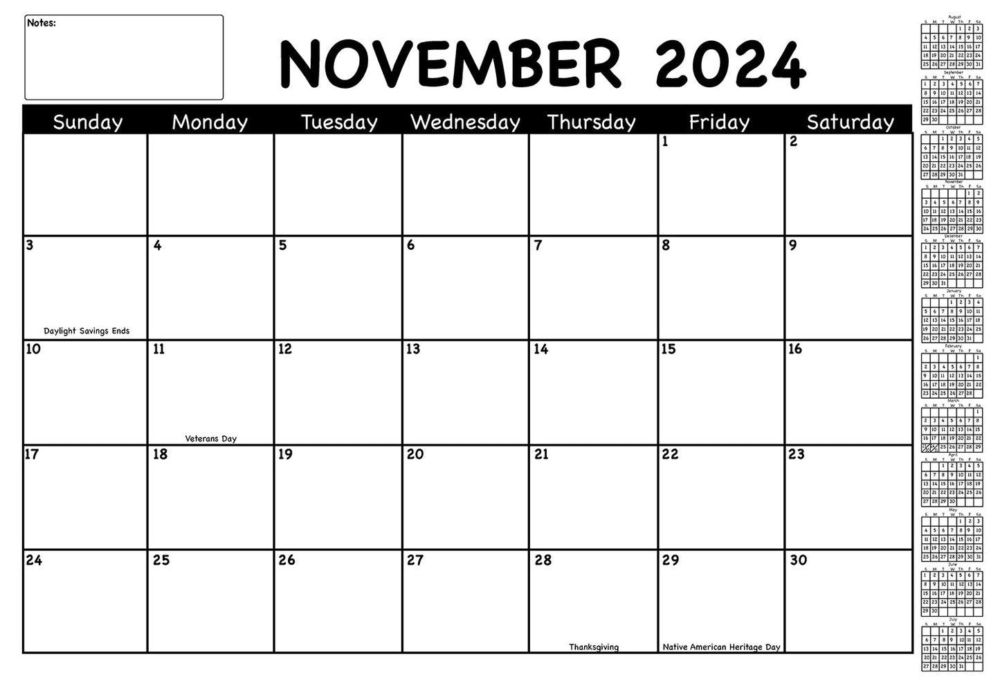 SHAPES ETC. Academic Year Desk Calendar- Set of 2 Black & White with Previews Desk Calendars