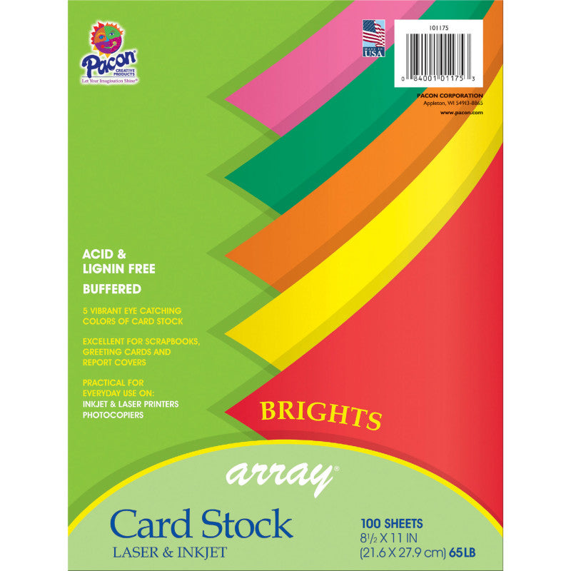 Dixon Array Card Stock, Brights, Assorted Colors (PAC 101175)