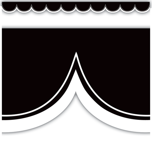 Teacher Created Resources Black with White Scalloped Die-Cut Border Trim,12 Pieces, 2 3/16'' x 35'' (TCR 3953)