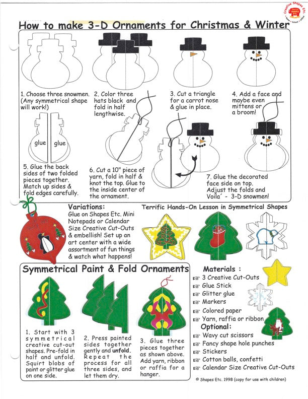 SHAPES ETC. Ornament Assorted Color Creative Cut-Outs- 3”