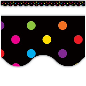 Teacher Created Resources Multicolor Dots on Black Scalloped Border Trim (TCR 4648)