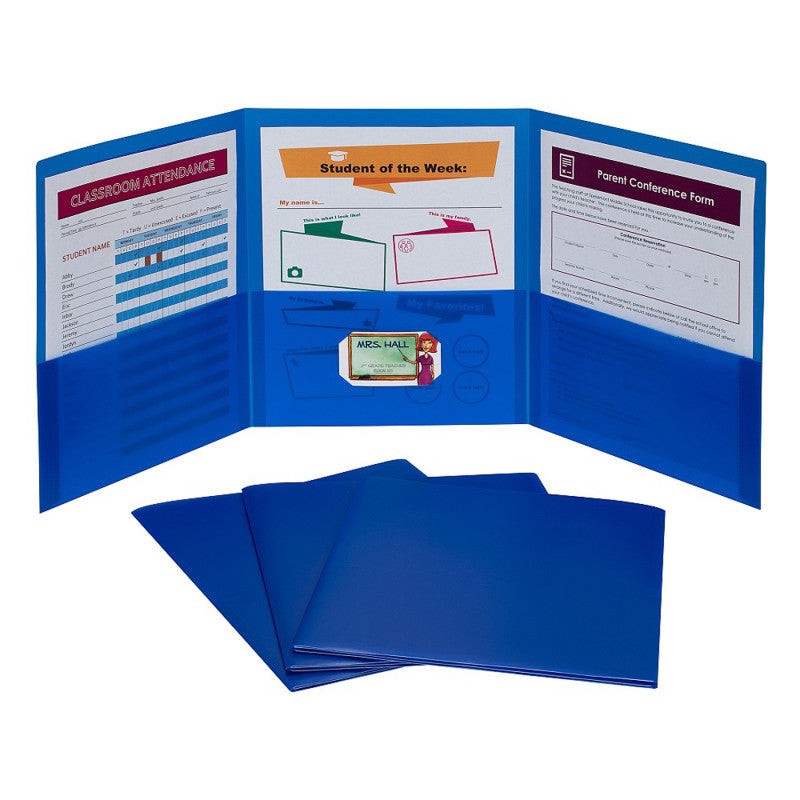 C-Line Three Pocket Poly Portfolio, 24 Pack, Color Variants