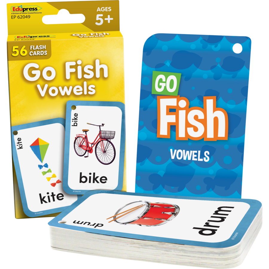 Teacher Created Resources Go Fish Vowels Flash Cards, 3⅛" x 5⅛", 56 Cards (EP 62049)