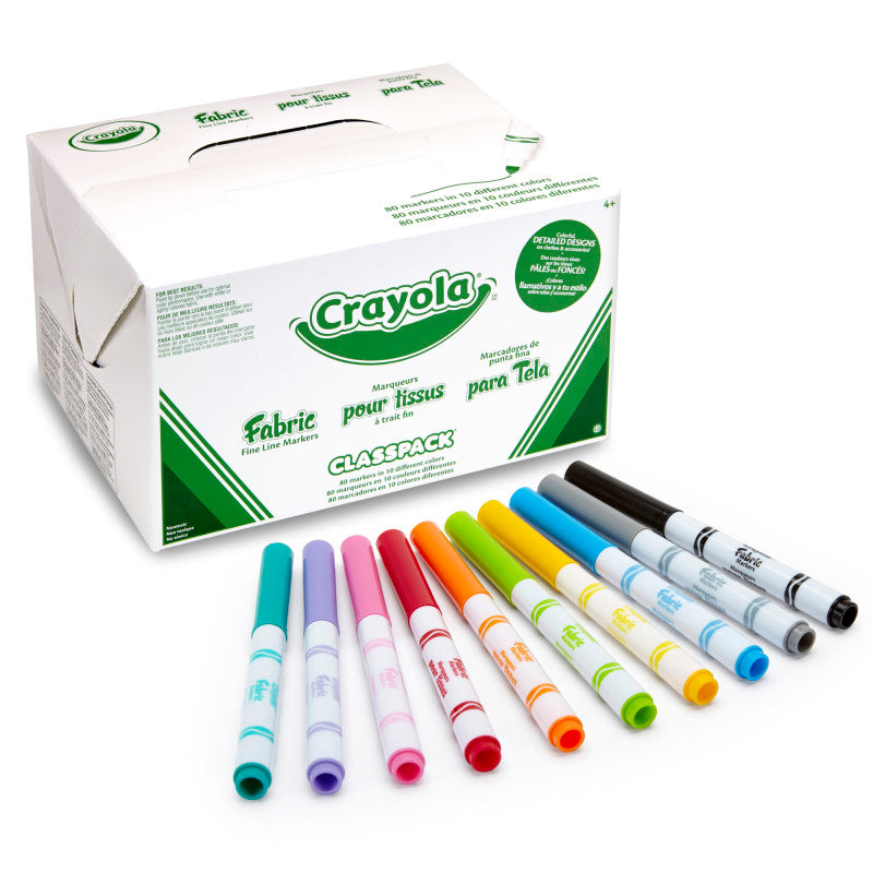 Crayola Fabric Marker, 10 Color Classpack, 80 Count (BIN 588215)
