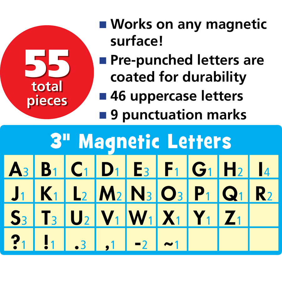 Teacher Created Resources Brights 4Ever Bold Block 3" Magnetic Letters (TCR 77053)