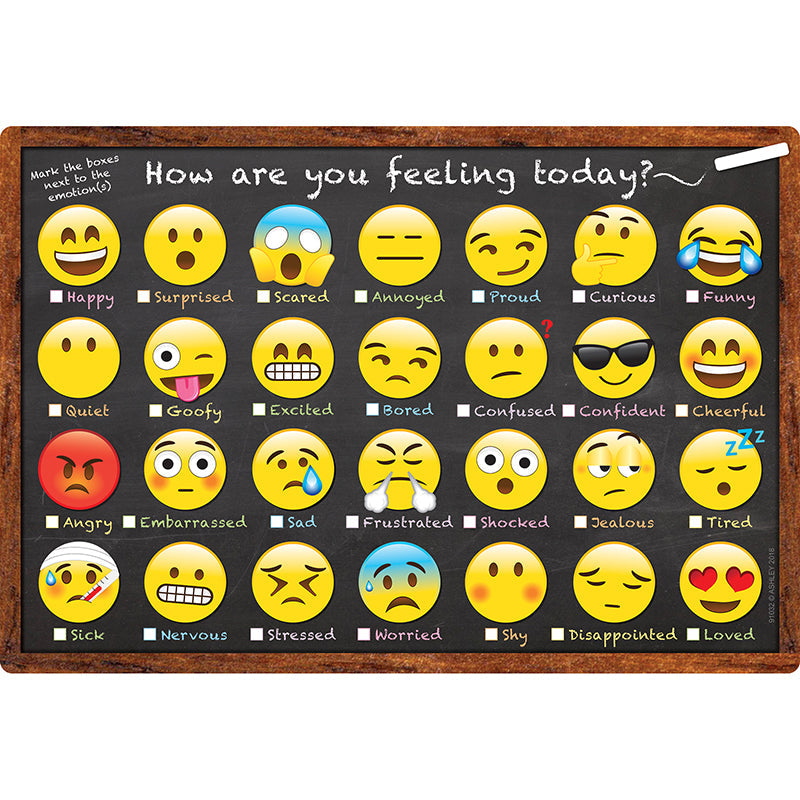 Ashley Smart Emoji How Are You Feeling Today? Chart, Dry-Erase Surface, 13"x19" (ASH 91032)