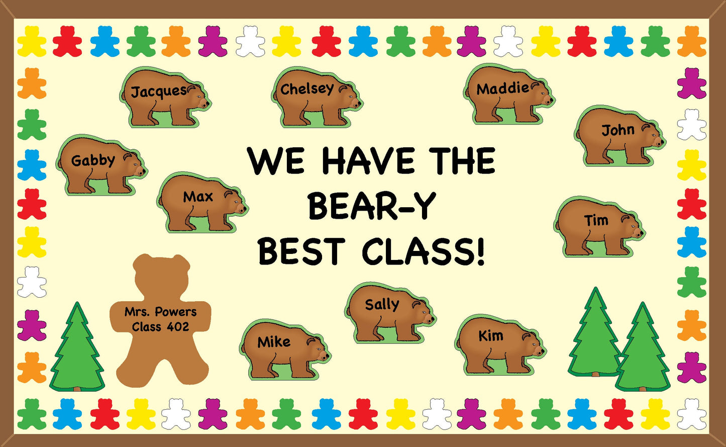 SHAPES ETC. Teddy Bear Assorted Color Cut-Outs- 3”