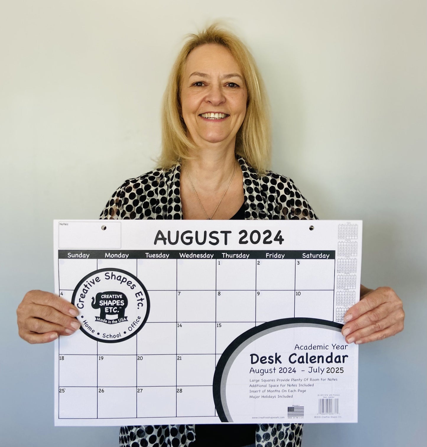 SHAPES ETC. Academic Year Desk Calendar- Set of 2 Black & White with Previews Desk Calendars