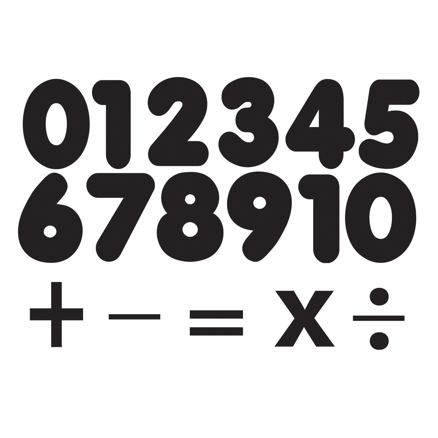 Die-Cut Magnetic Black Number Set, 1.75", 32 Pieces Per Pack, 6 Packs