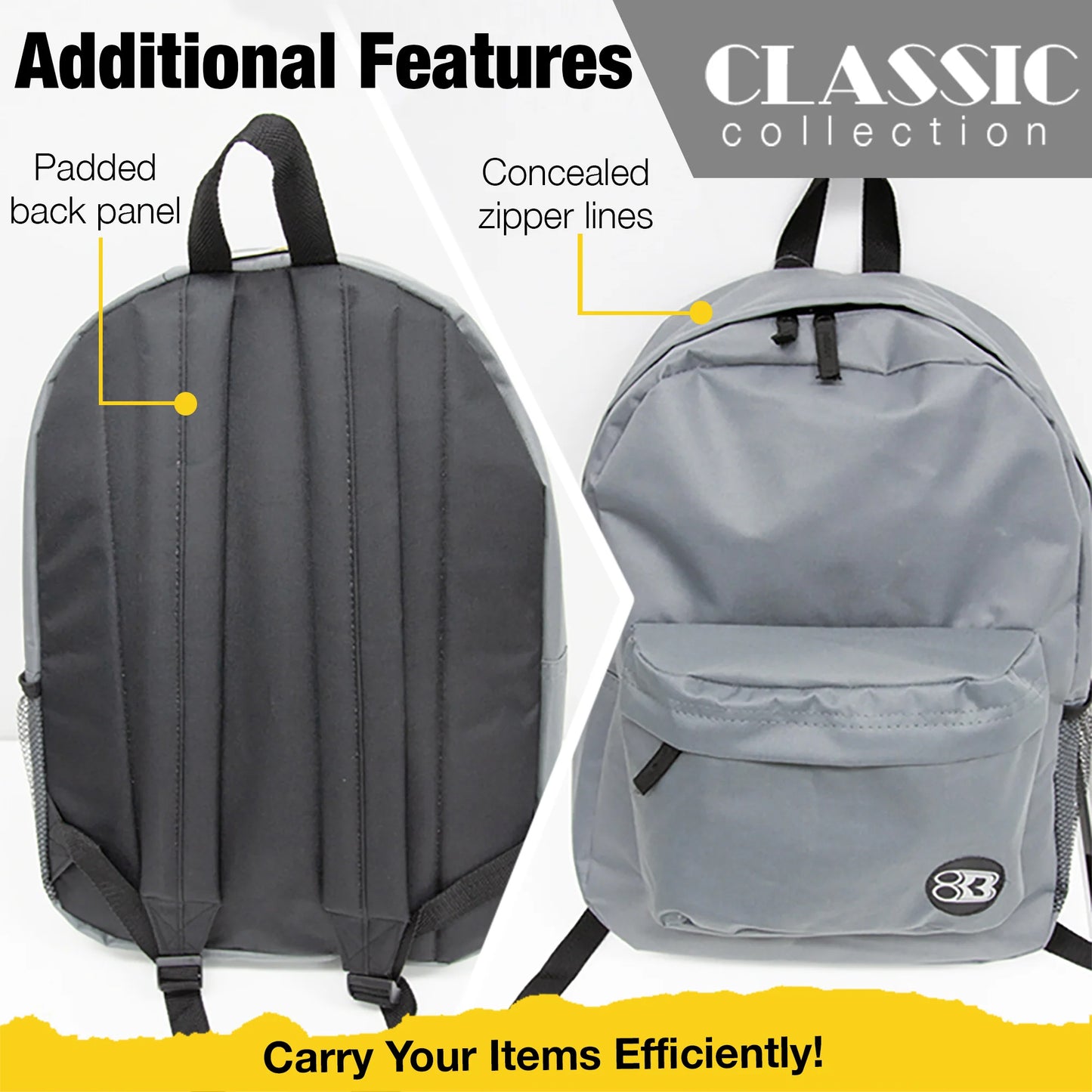 Bazic 17 Inch Classic Backpack, Color Variants