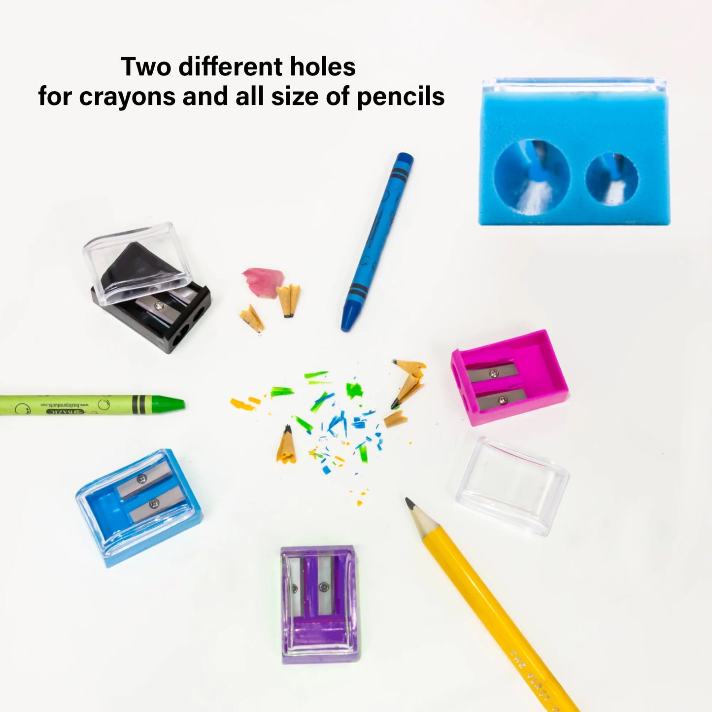Dual Blade Square Sharpener with Receptacle & Round Receptacle Sharpener, Assorted Colors, 2 Per Pack, 24 Packs