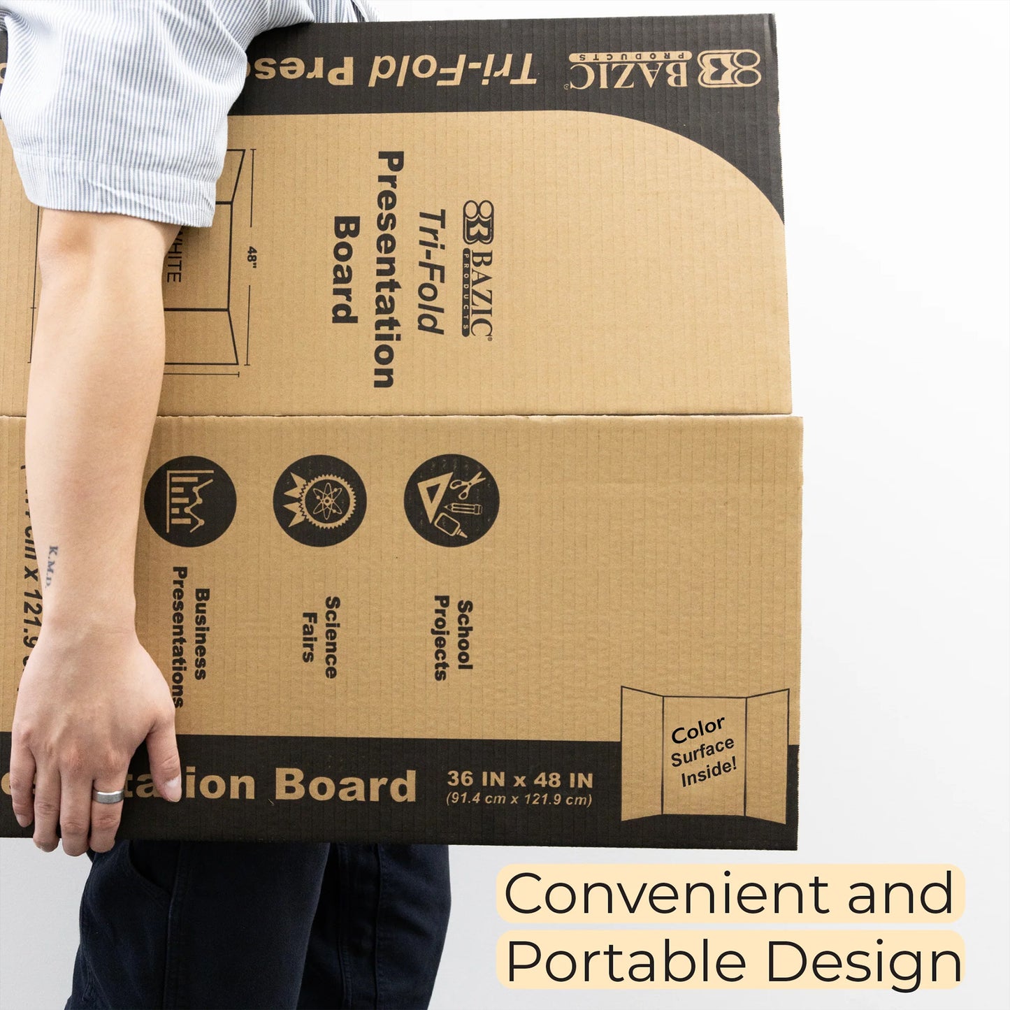 Tri-Fold Corrugated Presentation Board, 36" x 48", Assorted Colors, Pack of 24