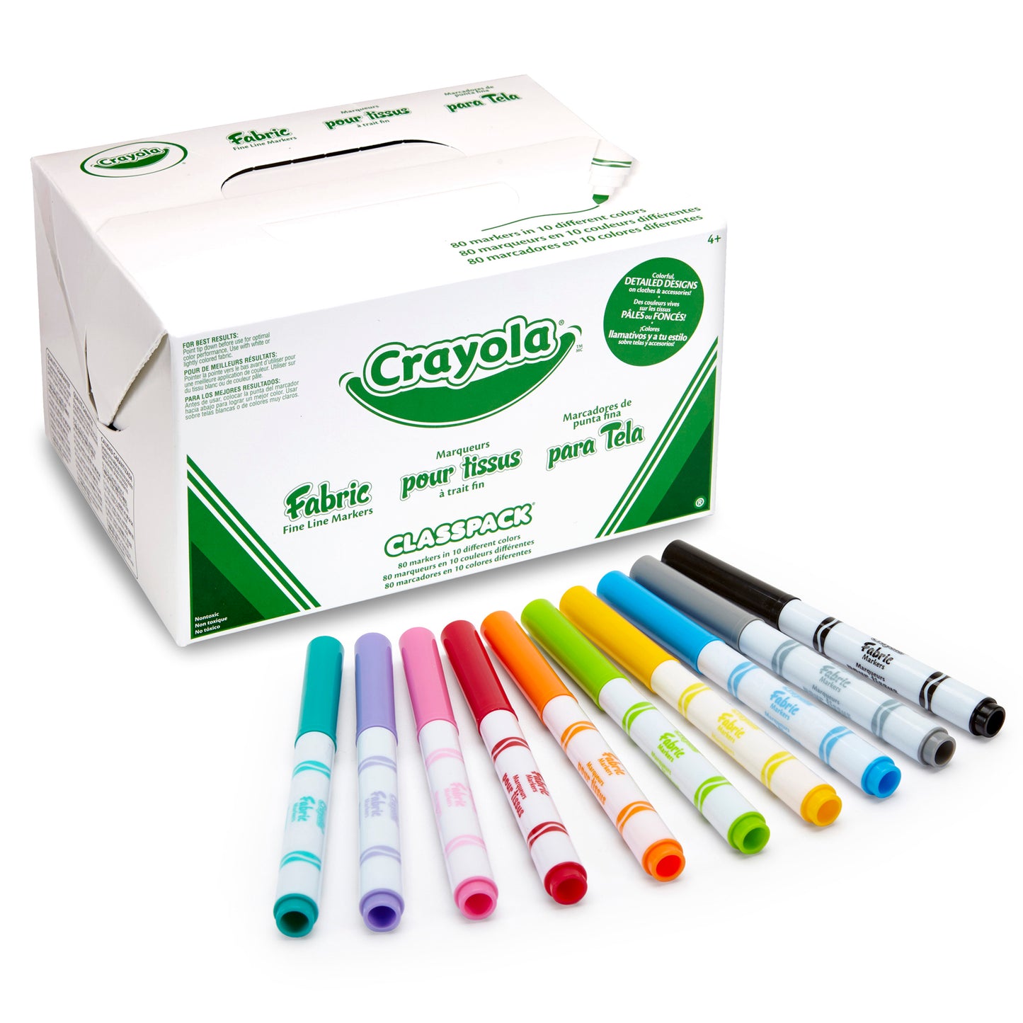 Crayola Fabric Marker, 10 Color Classpack, 80 Count (BIN 588215)