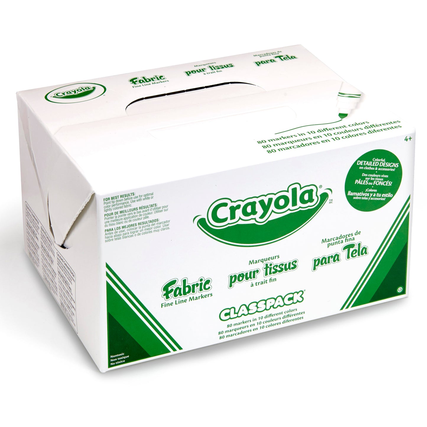 Crayola Fabric Marker, 10 Color Classpack, 80 Count (BIN 588215)