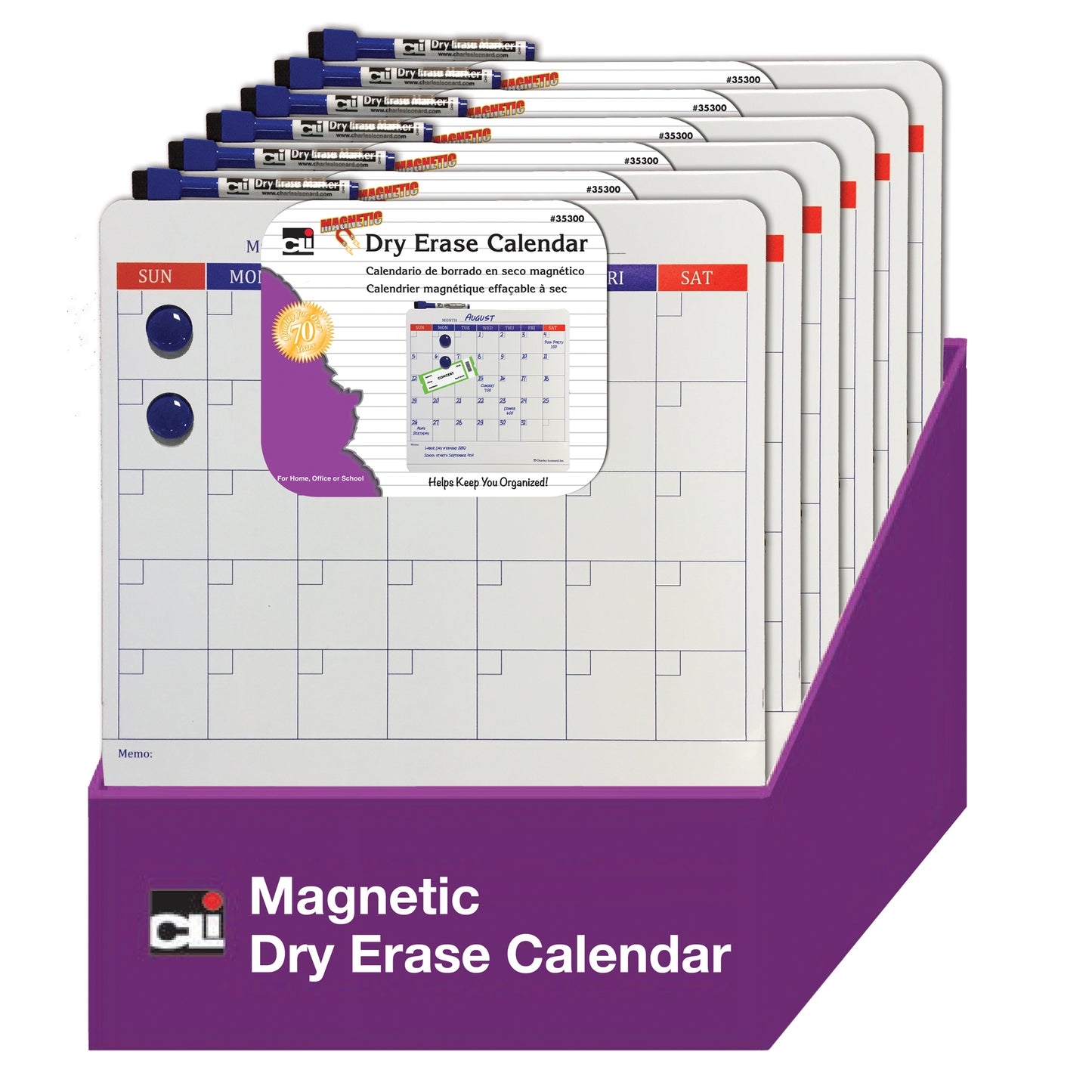Advantus Magnetic Dry Erase Calendar, 6 Pack (CHL 35300ST)