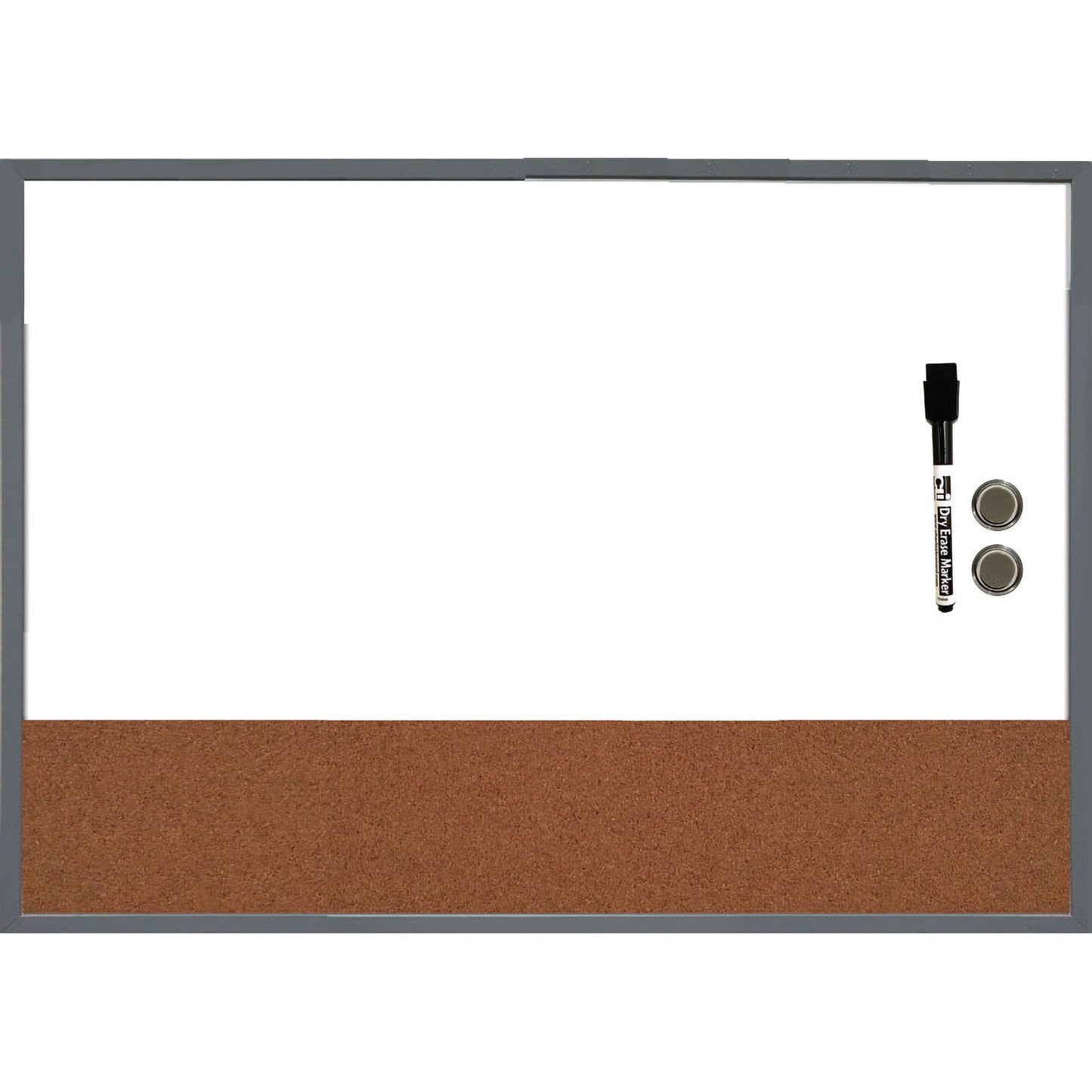 Advantus Magentic Dry Erase and Cork Board with Eraser and Marker, Grey Frame, 17 x 23 (CHL 35415)