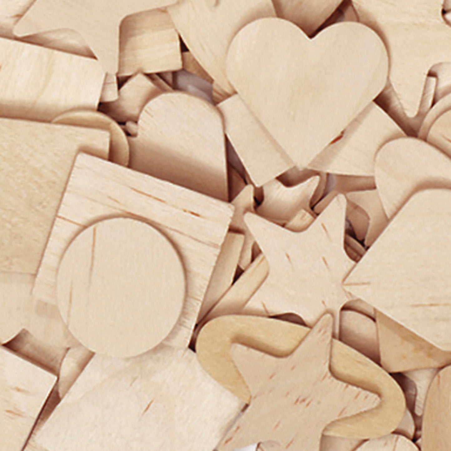 Wood Shapes, Natural Colored, Assorted Shapes, 1/2" to 2", 350 Per Pack, 2 Packs