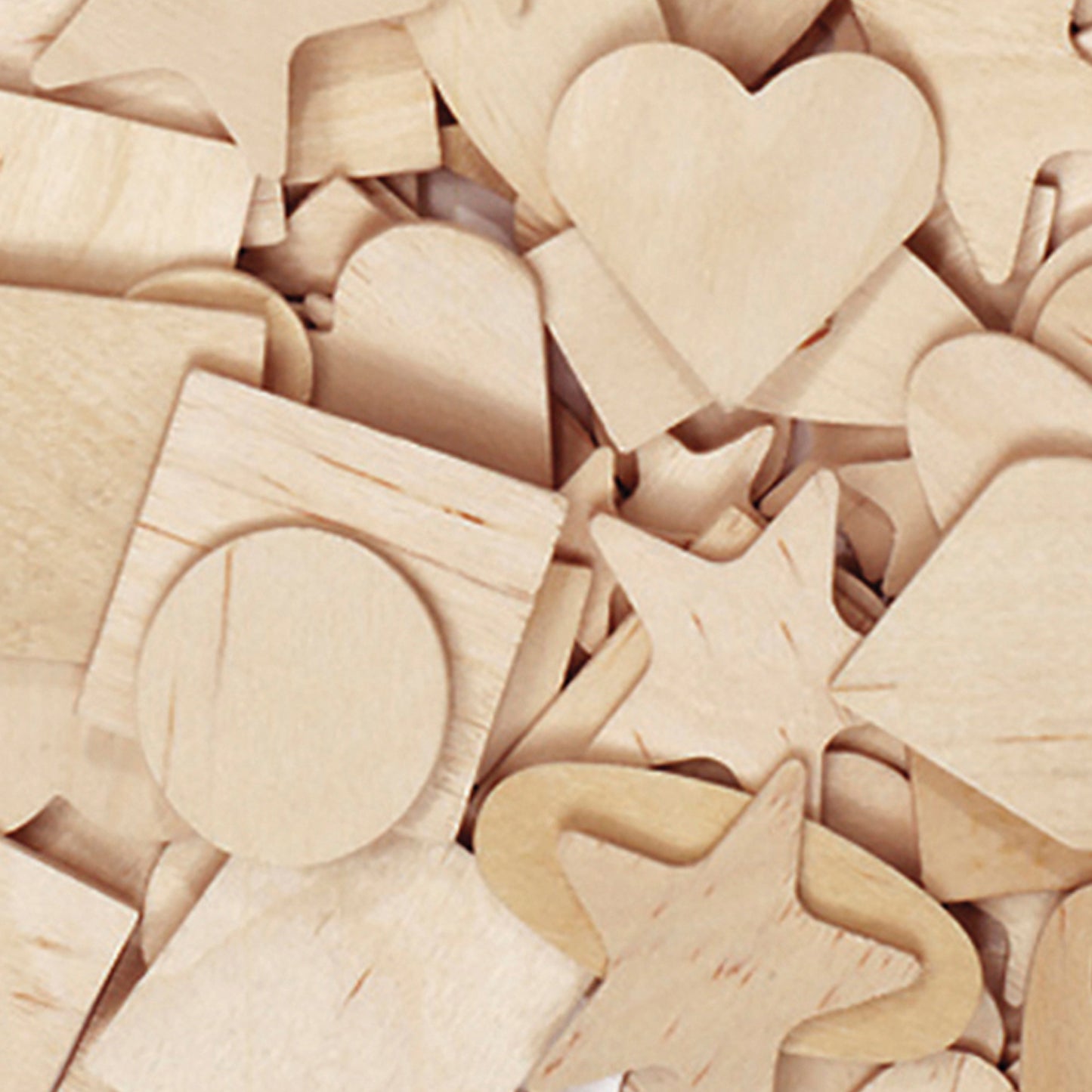 Wood Shapes, Natural Colored, Assorted Shapes, 1/2" to 2", 350 Pieces