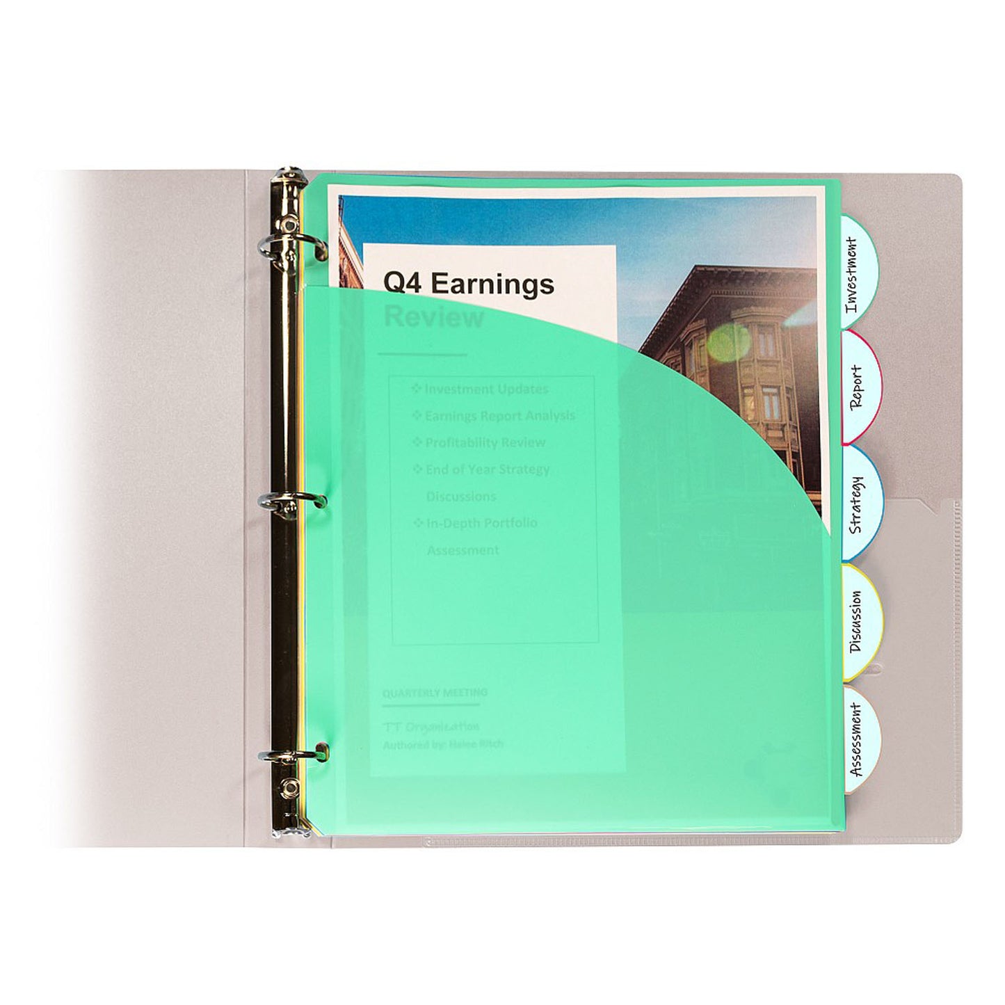 5-Tab Poly Index Dividers w/Slant Pocket, Assorted Colors, 5 Per Pack, 6 Packs