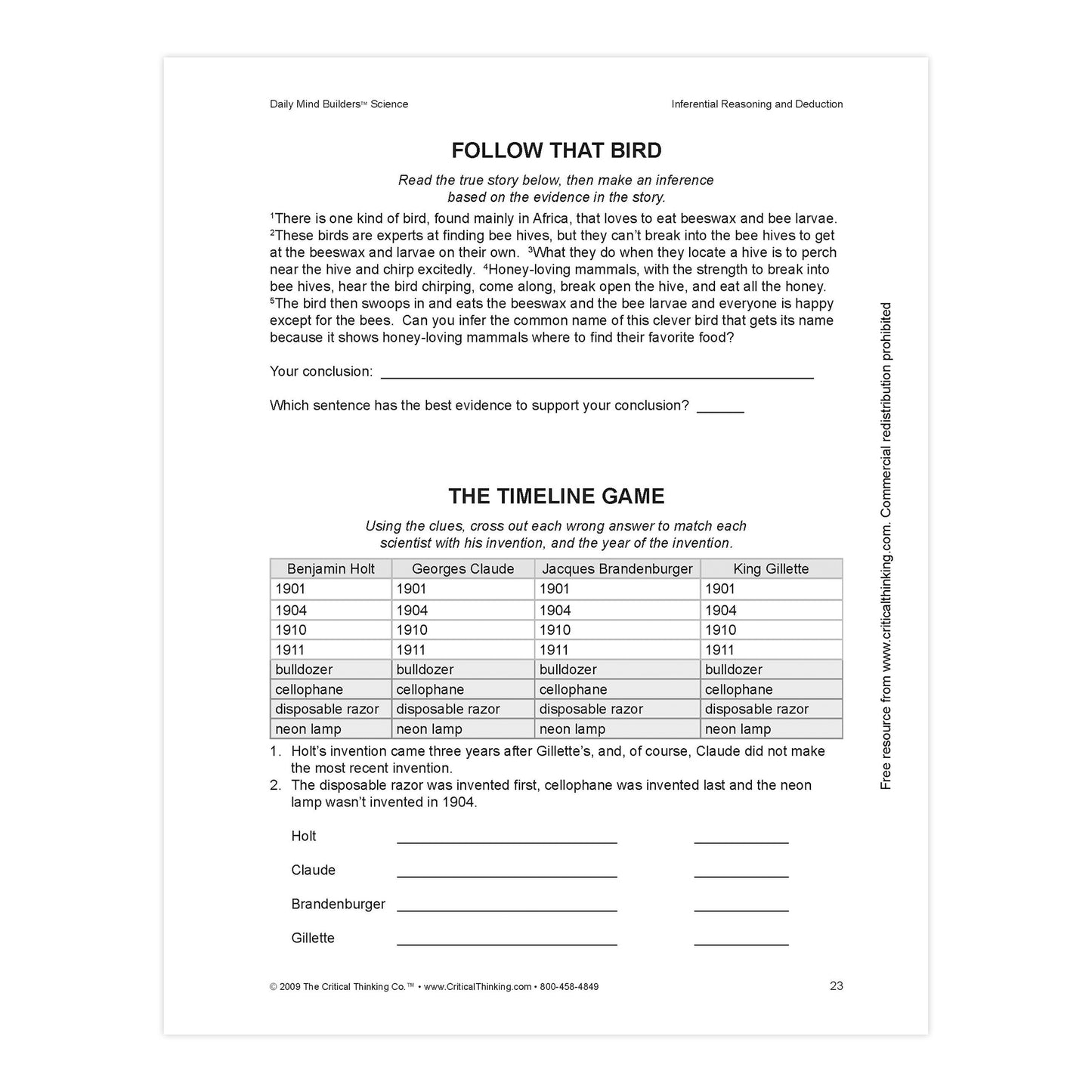 Daily Mind Builders Science Book, Grade 5-12