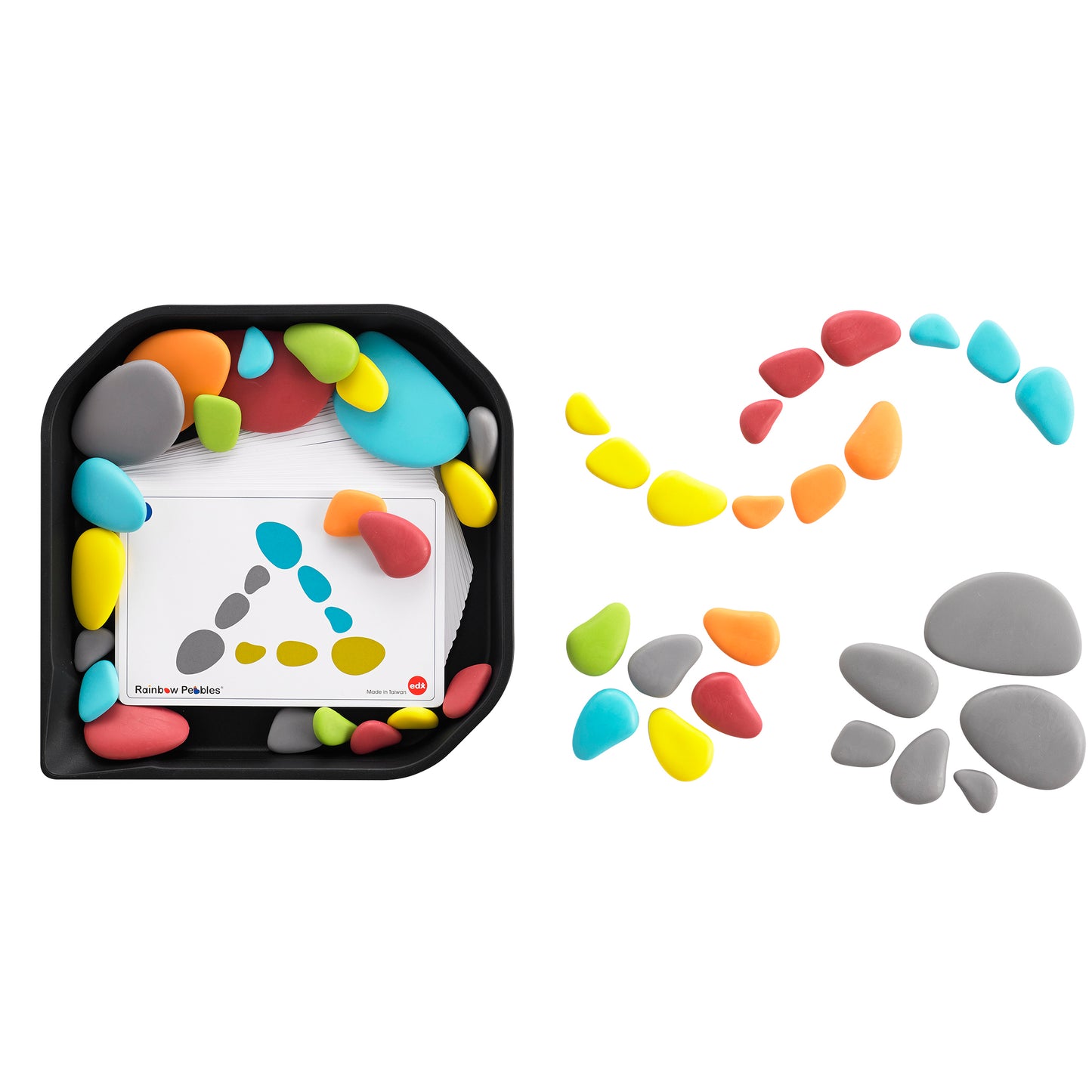 Rainbow Pebbles - FunPlay Activity Set - Set of 36 + 50 Activities + Messy Tray