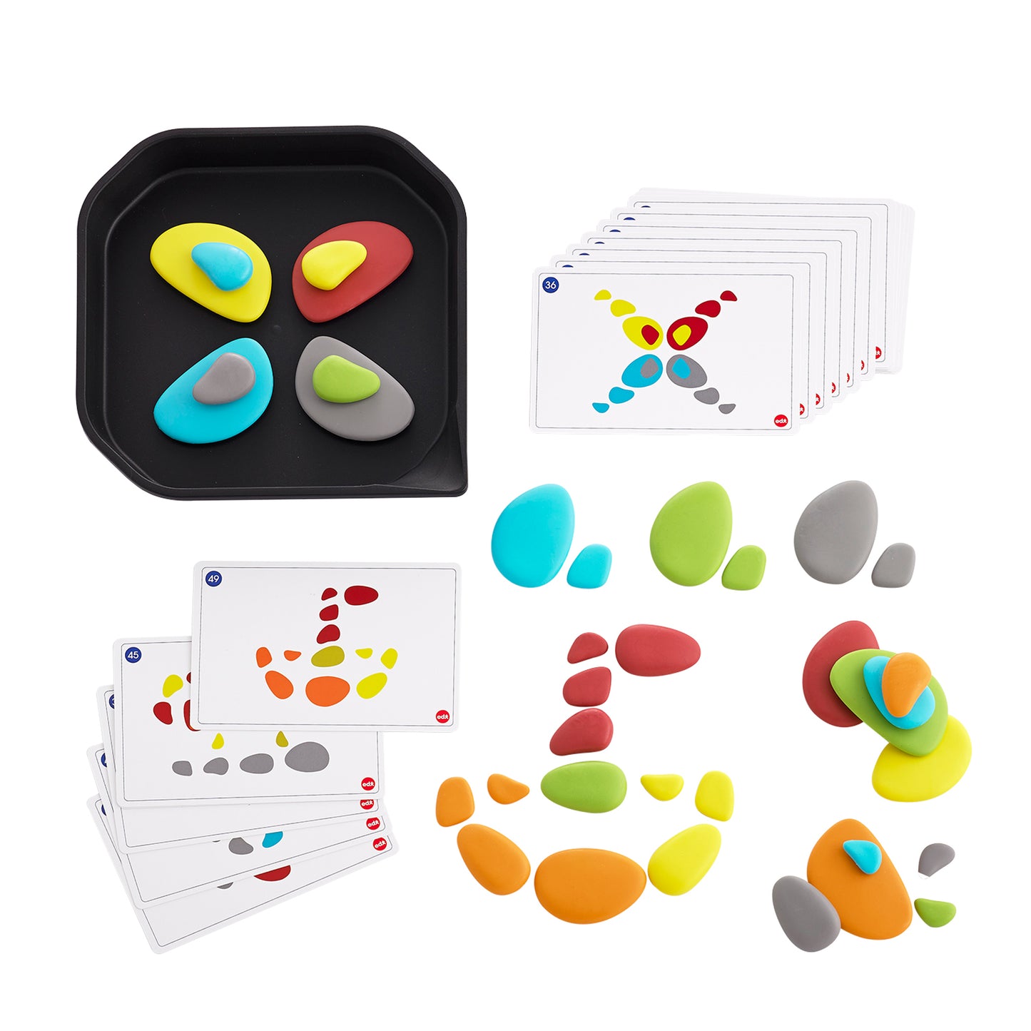Rainbow Pebbles - FunPlay Activity Set - Set of 36 + 50 Activities + Messy Tray