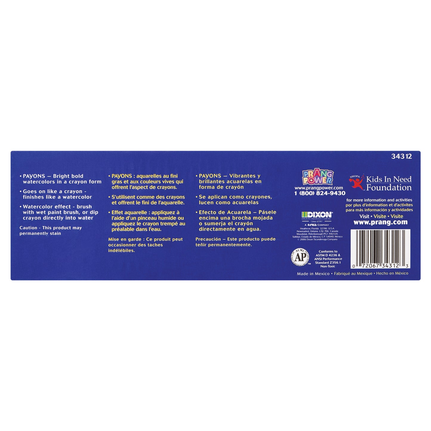 Dixon Payons Watercolor Crayons, 12 Count (DIX 34312)