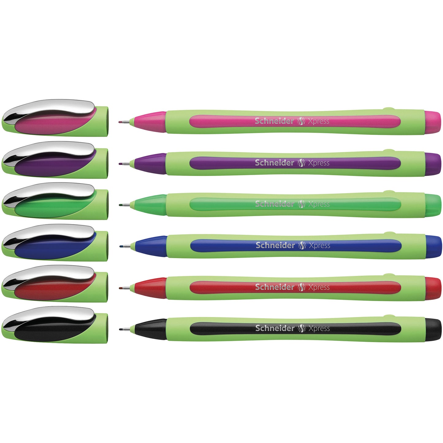 Xpress Fineliner Pens, 0.8 mm, 6-Color Assortment (Black, Red, Blue, Green, Violet, Pink)