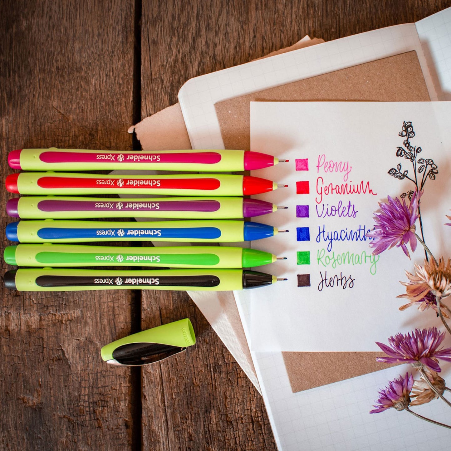 Xpress Fineliner Pens, 0.8 mm, 6-Color Assortment (Black, Red, Blue, Green, Violet, Pink)