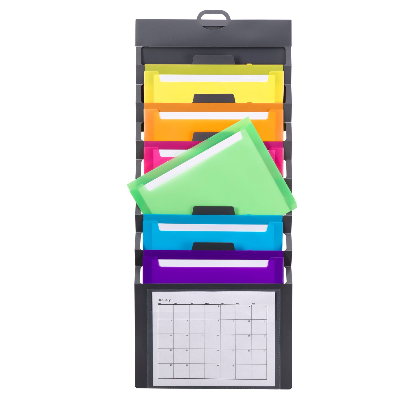 Smead Cascading Wall Organizer, Gray with Bright Pockets (SMD 92060)