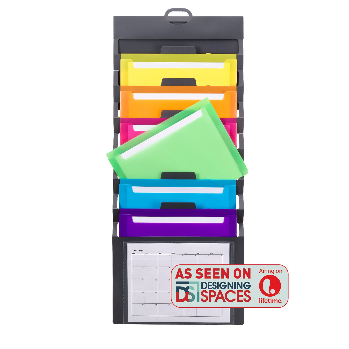 Smead Cascading Wall Organizer, Gray with Bright Pockets (SMD 92060)
