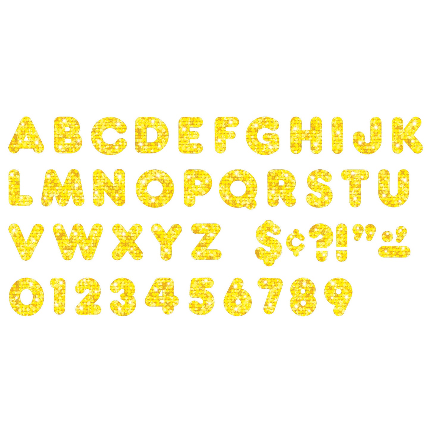 Yellow Sparkle 4" Casual Uppercase Ready Letters®, 71 Per Pack, 3 Packs