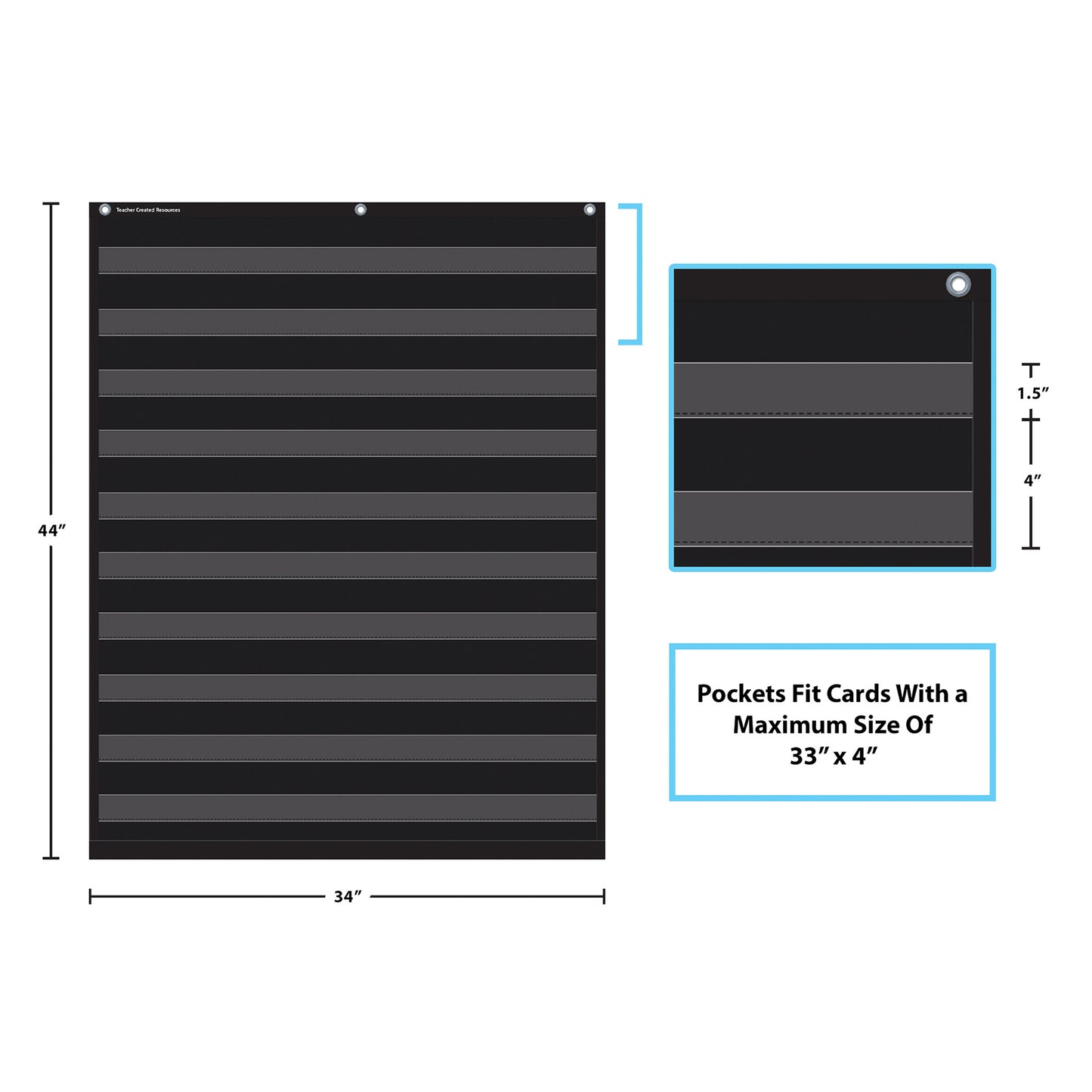 Teacher Created Resources Black 10 Pocket Chart, 34 x 44 (TCR 20744)