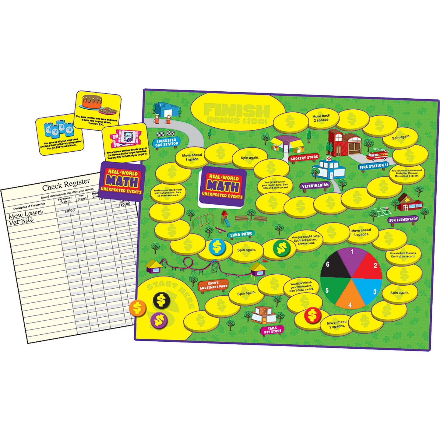 Teacher Created Resources Real World Math Unexpected Events game (TCR 7804)