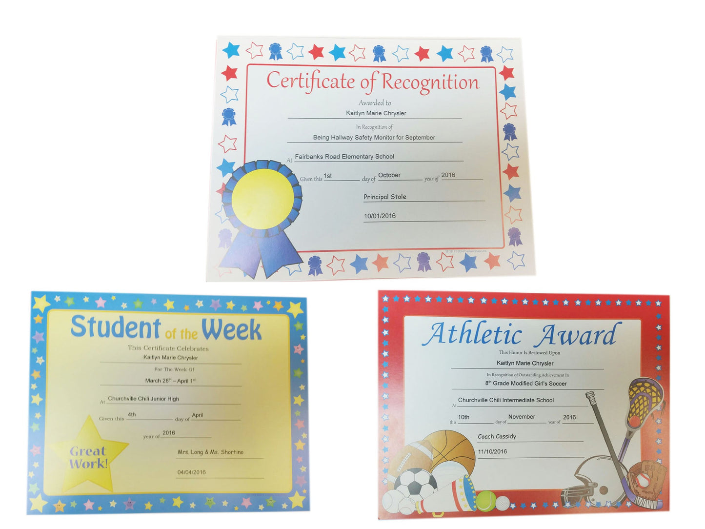 SHAPES ETC. Recognition Certificate - Student of the Week