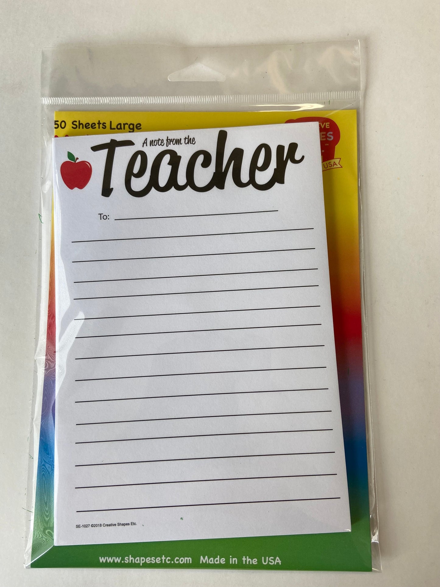 SHAPES ETC. Note From Teacher - Notes to Parents
