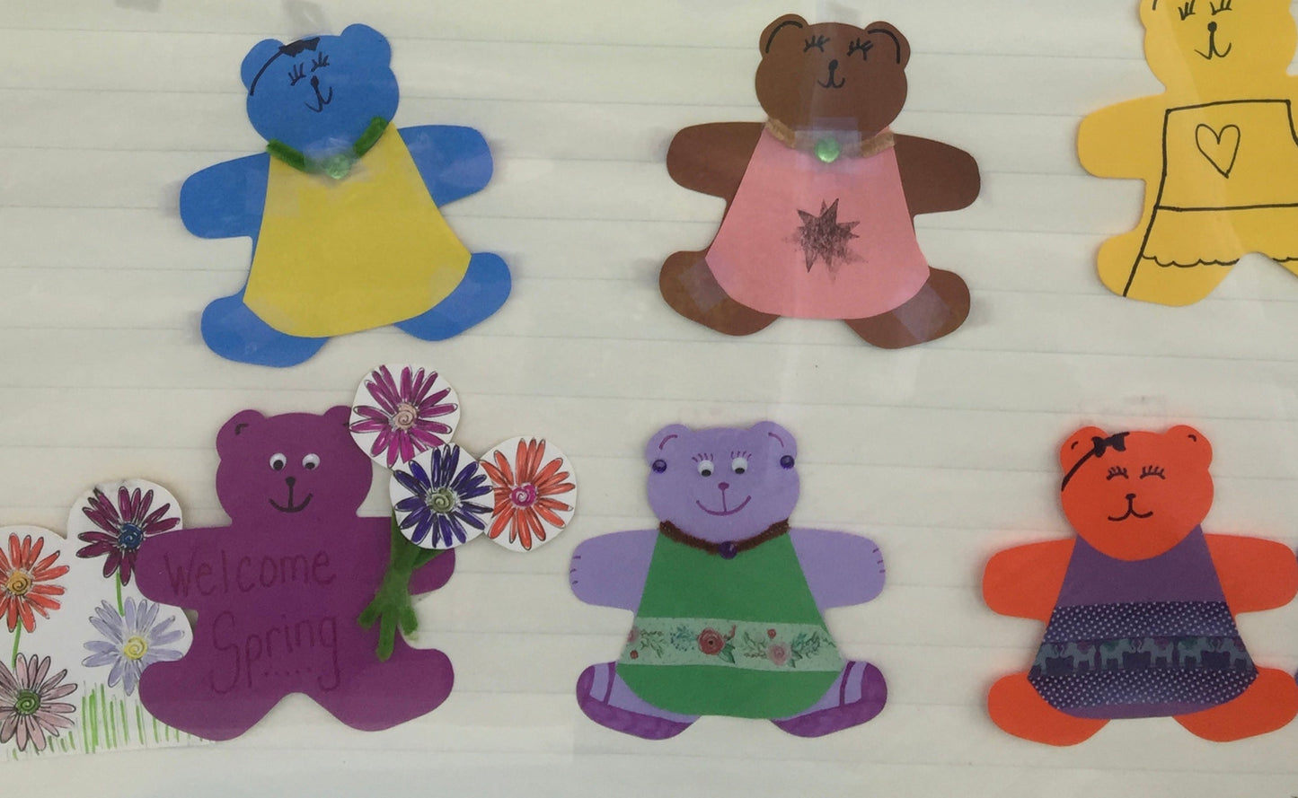 SHAPES ETC. Teddy Bear Assorted Color Cut-Outs- 5.5"