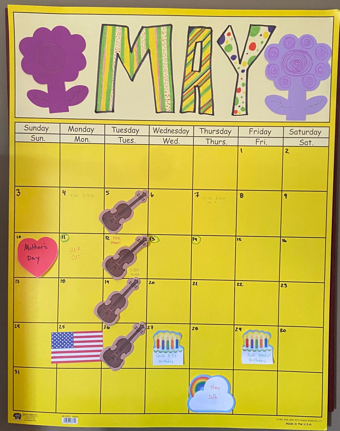 SHAPES ETC. Vertical Calendar - Set of 12