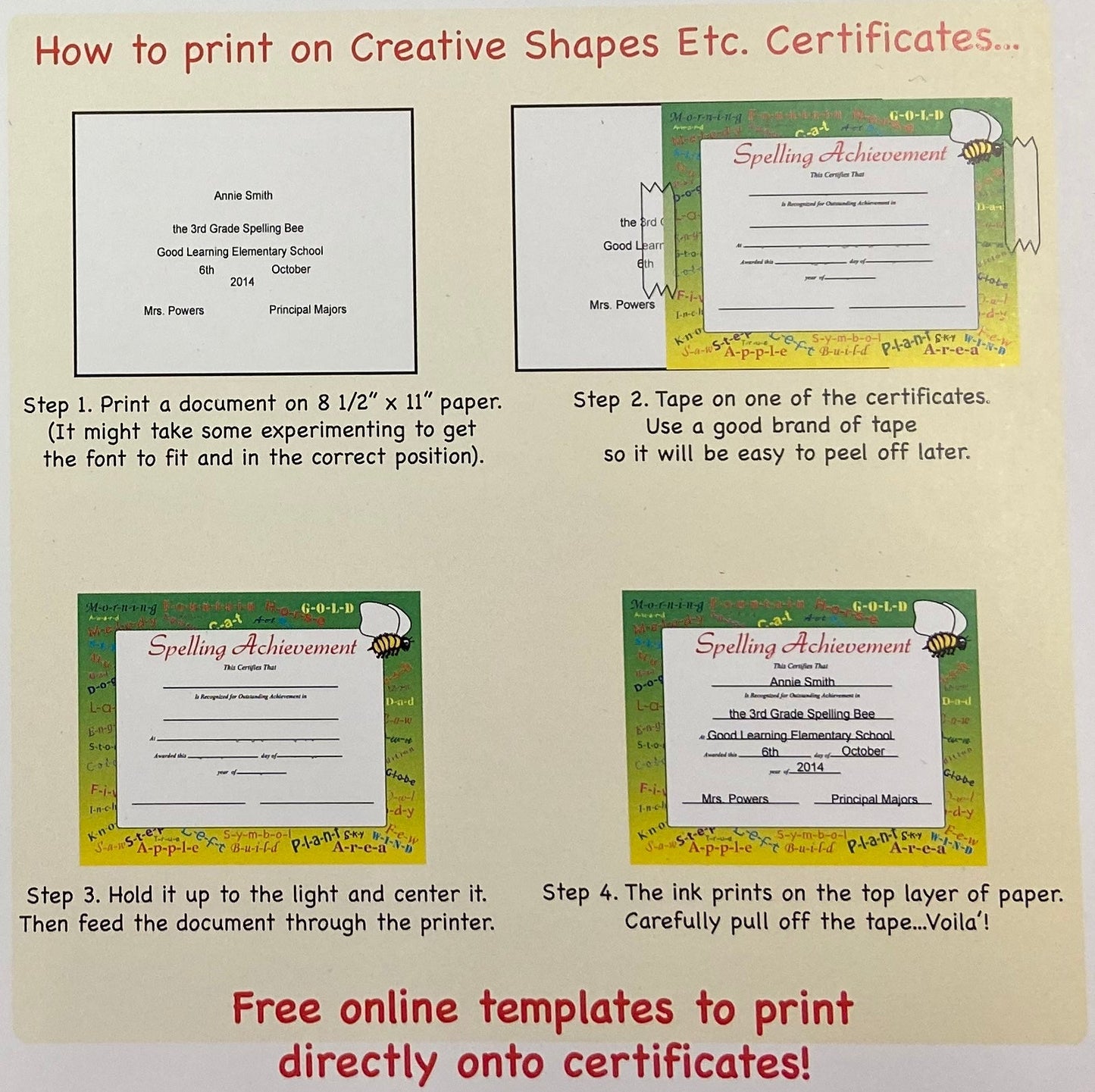 SHAPES ETC. Recognition Certificate - Student of the Week