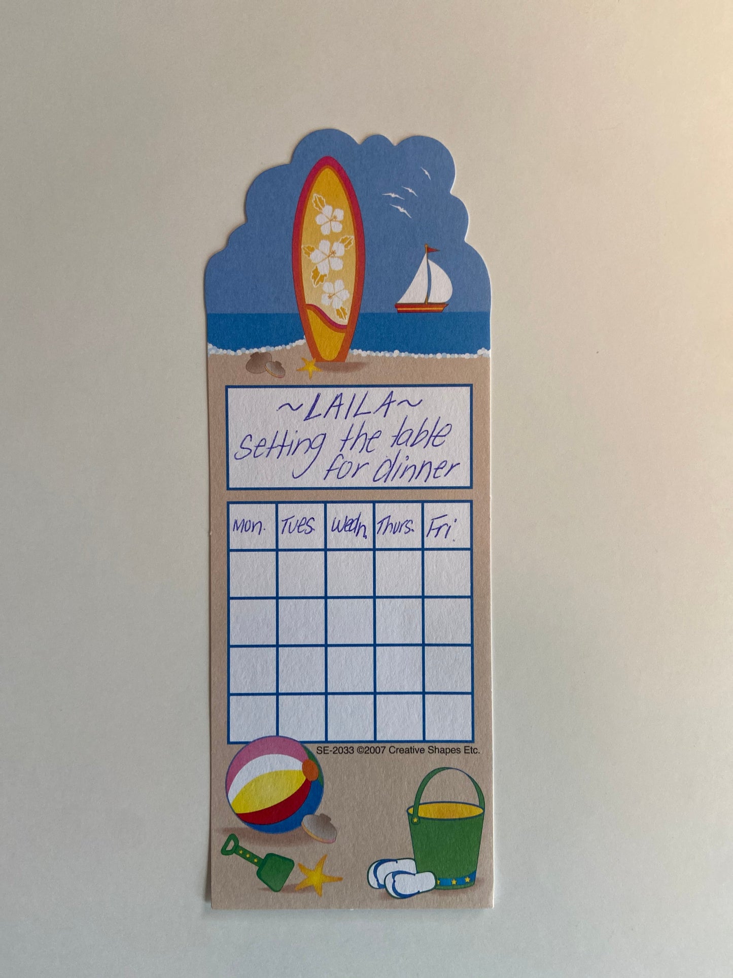 SHAPES ETC. Personal Incentive Chart - Surf's Up