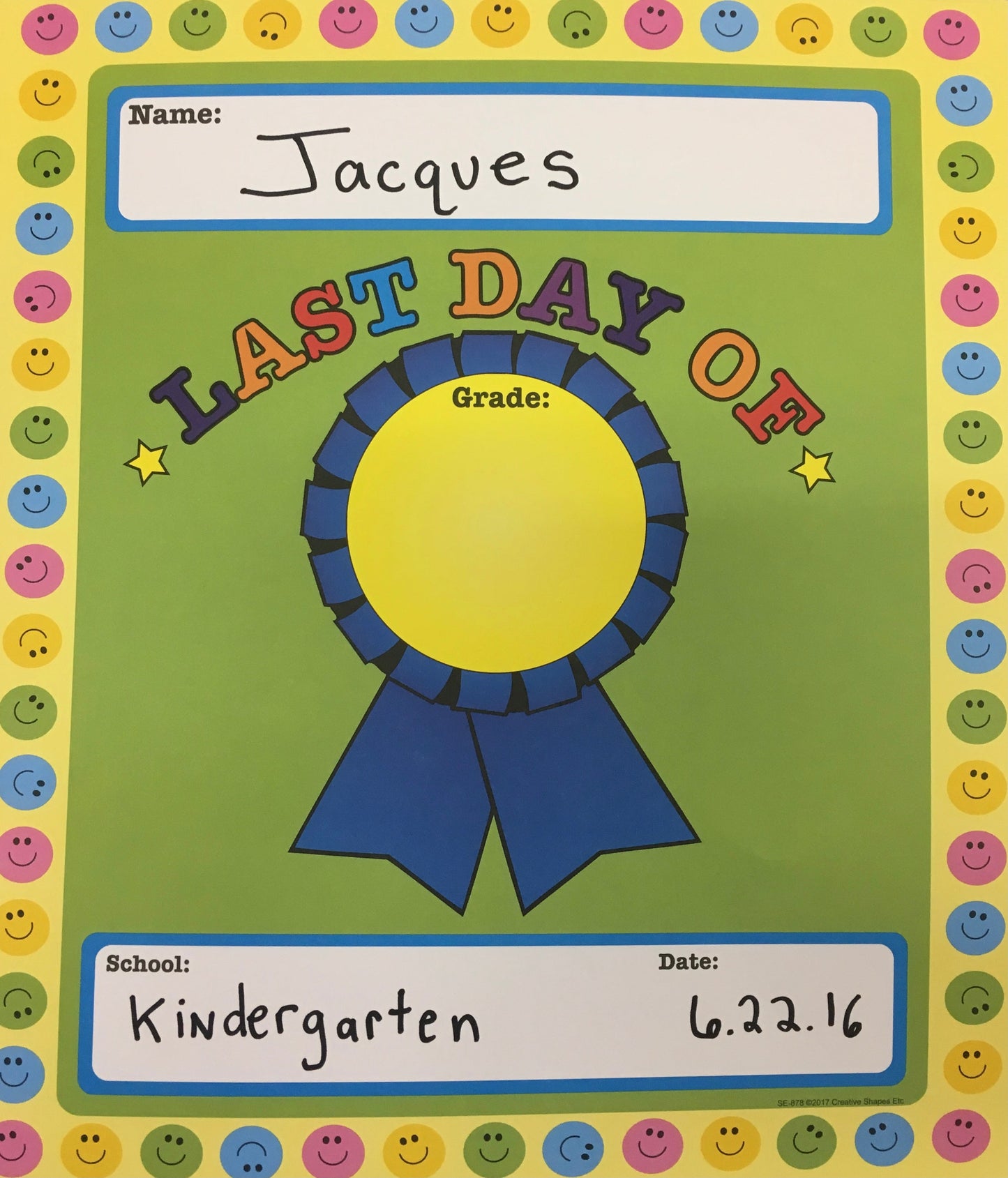 SHAPES ETC. Last Day of School Announcement