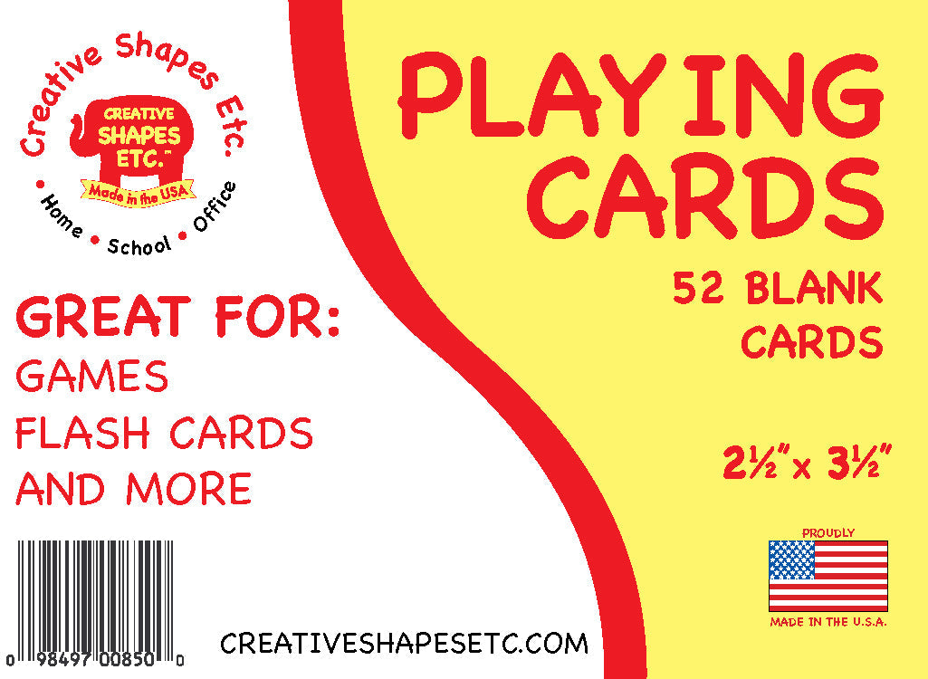 SHAPES ETC. Playing Cards - 2.5" x 3.5" Blank White