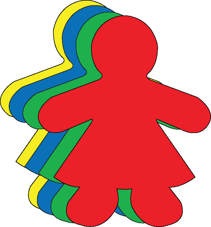 SHAPES ETC. Girl Small Assorted Color Cut-Outs - 3”