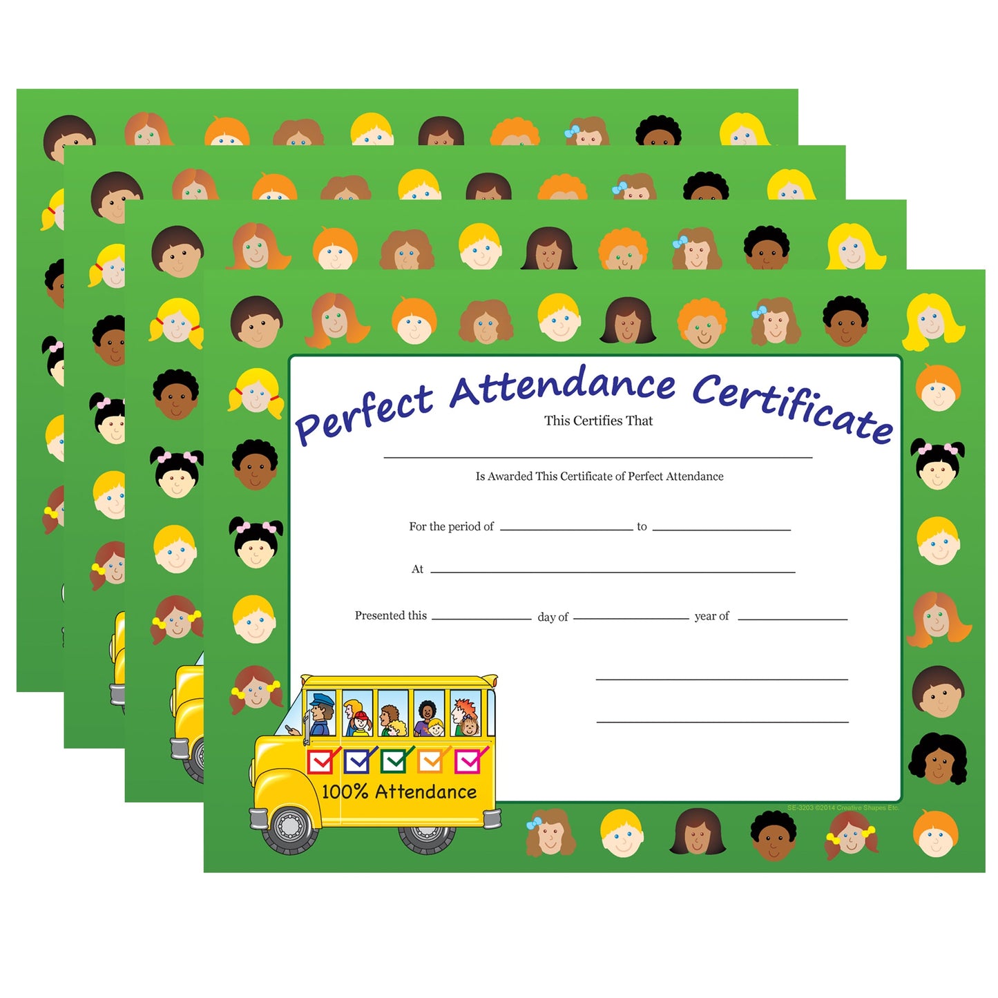 SHAPES ETC. Recognition Certificate - Perfect Attendance