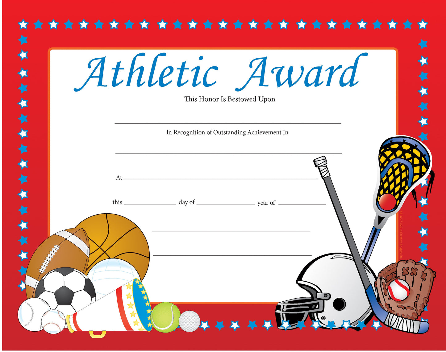 SHAPES ETC. Recognition Certificate - Athletic Award