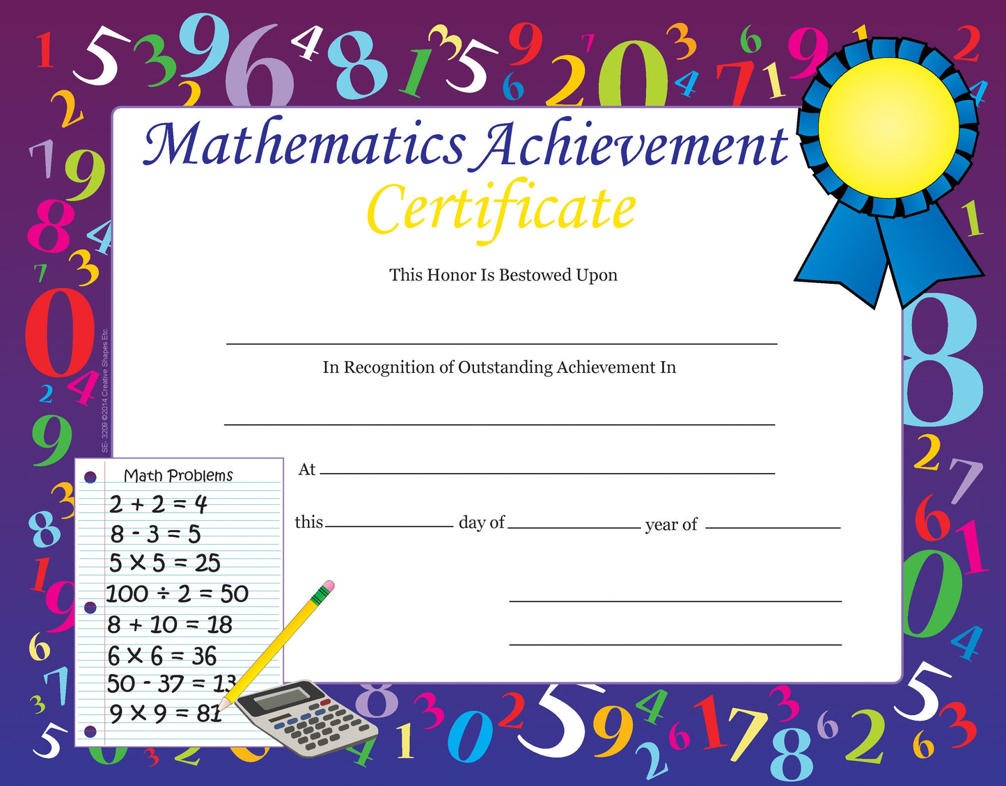 SHAPES ETC. Recognition Certificates - Mathematics Achievement