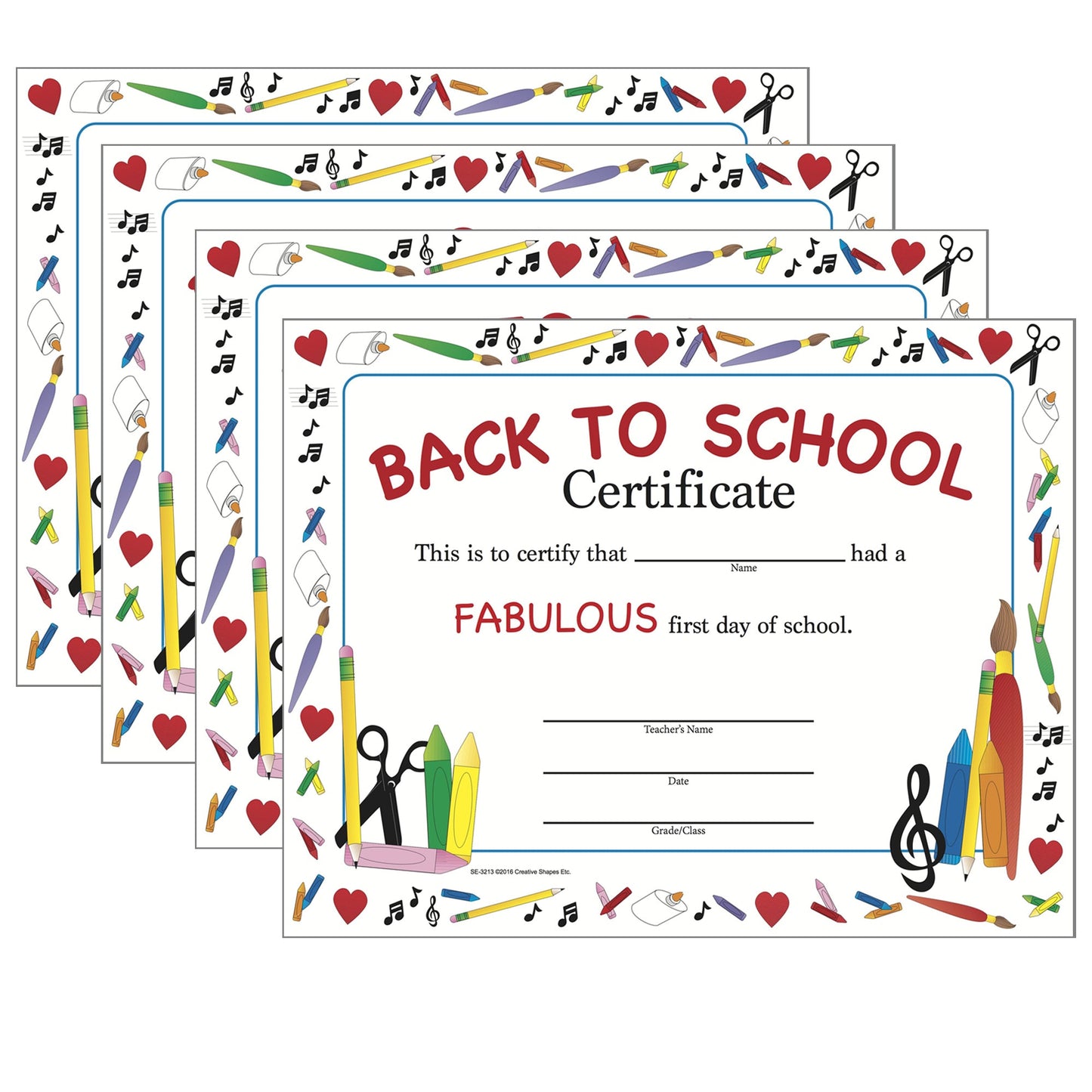 SHAPES ETC. Recognition Certificate - Welcome Back to School