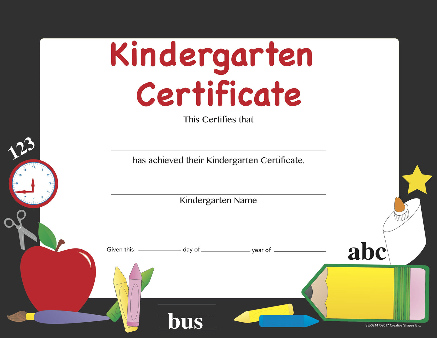 SHAPES ETC. Recognition Certificate - Kindergarten Certificate